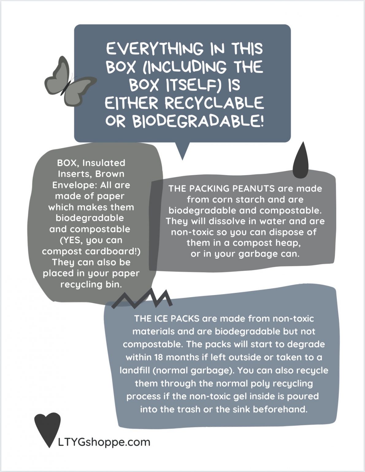 LTYG Shoppe packaging materials – biodegradable or recyclable! LTYG Shoppe packaging materials – biodegradable or recyclable!